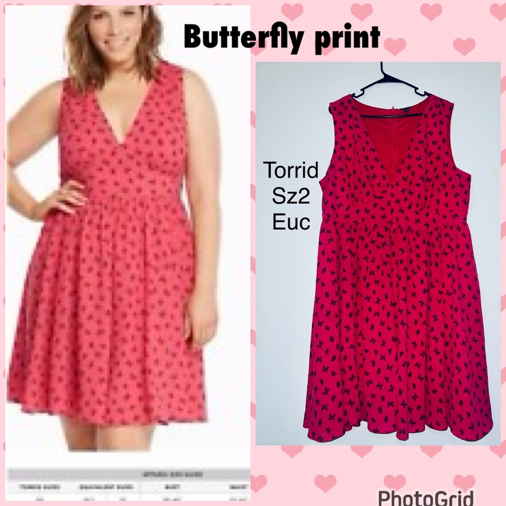 Torrid Red Butterfly Print Dress